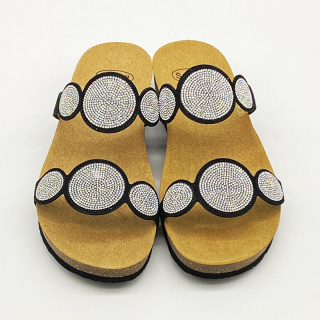 Sharon 2 Straps Scholl wygodne klapki z cyrkoniami, profilowana wkładka Adapta Bioprint