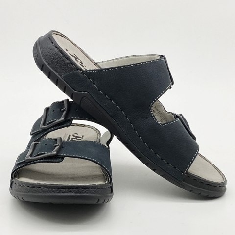 25763-15 RIEKER SKÓRZANE GRANATOWE