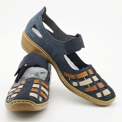 41369-14 Rieker skórzane damskie półbuty