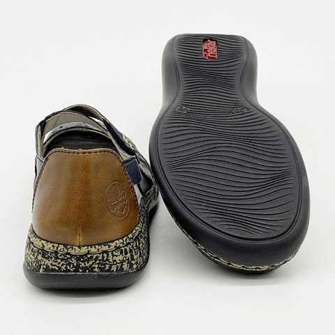 Damskie sandały 463H4-14 Rieker tęgość F, niskie na podbiciu