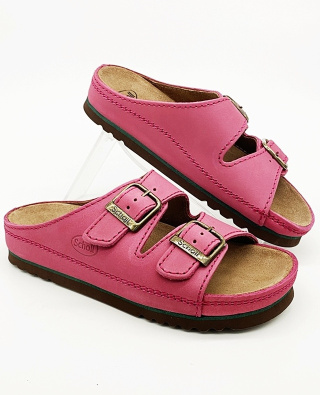 Klapki skórzane zdrowotne Air Bag Scholl F21531 cherry, tęgość E-F-G