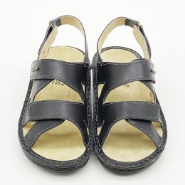 Czarne sandały skórzane zdrowotne OrtoMed 164-3705-P134