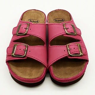 Klapki skórzane zdrowotne Air Bag Scholl F21531 cherry, tęgość E-F-G