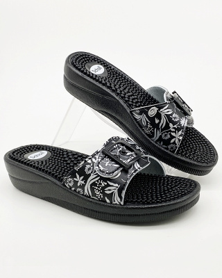 Klapki damskie fakirki New Massage Scholl F27433 black/silver, tęgość E-F-G