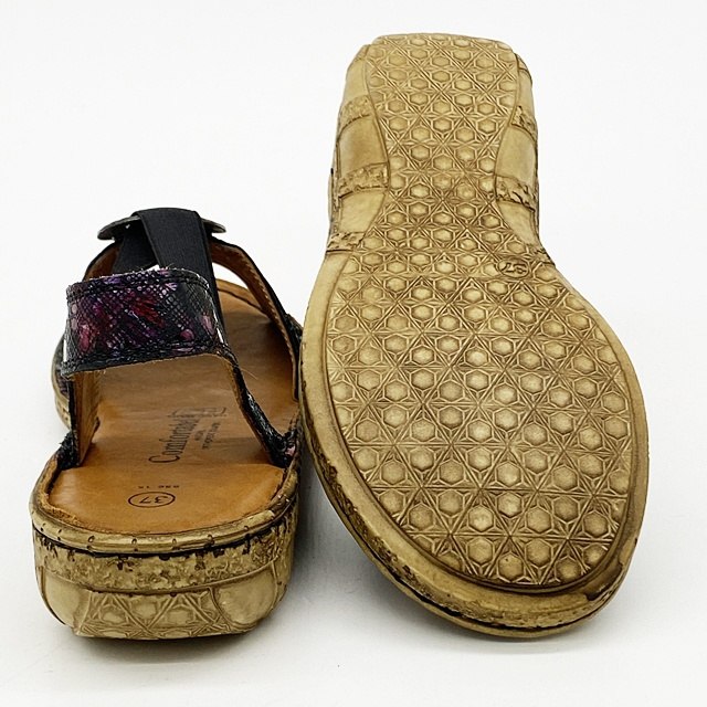 710890 1-floral Comfortabel skórzane wygodne sandały damskie