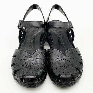 Sandały skórzane wygodne, czarne Loretta Vitale 204 zakryte palce