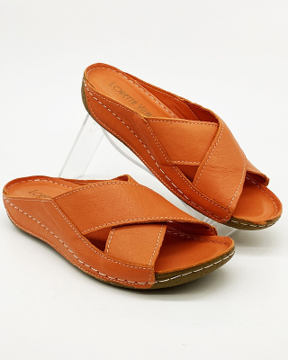 Loretta Vitale 911 orange wygodne damskie klapki skórzane miękkie i lekkie