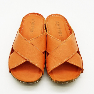 Loretta Vitale 911 orange wygodne damskie klapki skórzane miękkie i lekkie