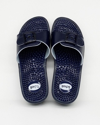 Damskie klapki fakirki Scholl New Massage F20054 navy blue, tęgość E-F-G