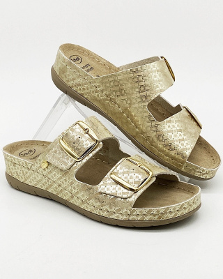 Damskie klapki Aberdeen Scholl F29302 1075 platinium - bardzo miękka wkładka