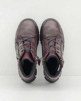 Buty Kosela Medic Axel 4487 bordowe trzewiki damskie, poszerzona tęgość H