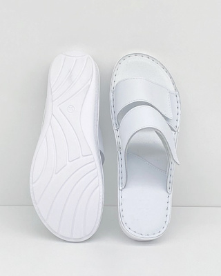 Buty medyczne damskie klapki Eldan KD MED 03 białe, tęgość H-K-M