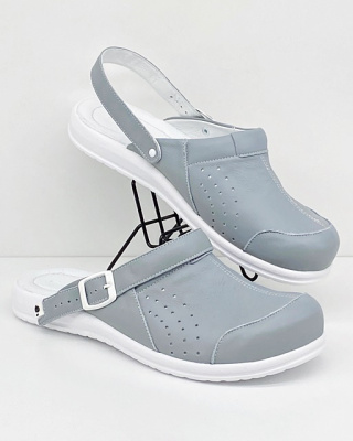 Buty szpitalne damskie klapki Eldan KD MED 101 szare, tęgość H