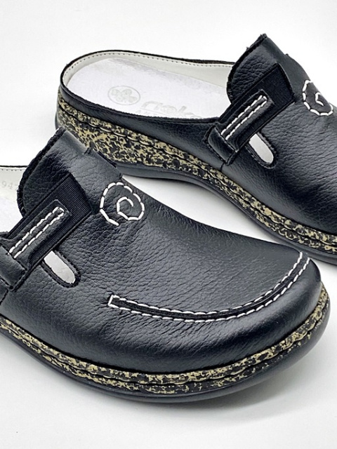 damskie czarne klapki rieker