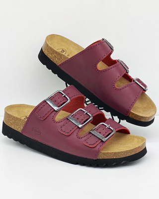 Damskie klapki profilaktyczne Scholl Rio F26835 bordowe, zakres tęgości E-F-G