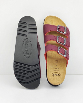 Damskie klapki profilaktyczne Scholl Rio F26835 bordowe, zakres tęgości E-F-G