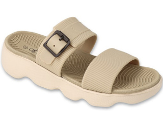 Klapki damskie na basen i plażę Dr Orto 154D201 beżowe, tęgość G