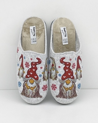 Kapcie damskie domowe Comfooty D17 SER.221-256 szare + krasnal, tęgość K