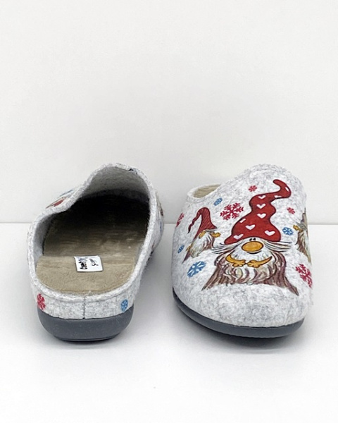 Kapcie damskie domowe Comfooty D17 SER.221-256 szare + krasnal, tęgość K