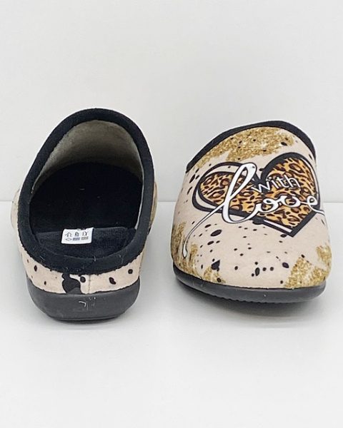 Kapcie damskie domowe Comfooty D17 SER.23V-219 beżowe + serca, tęgość K