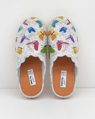 Kapcie damskie domowe Comfooty D84 SER.23V-282 szare + motyle, tęgość K