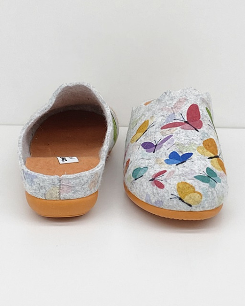 Kapcie damskie domowe Comfooty D84 SER.23V-282 szare + motyle, tęgość K