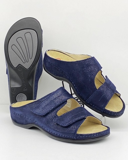 Klapki Berkemann Daria 01002-335 granatowe, buty tęgość H z regulacją