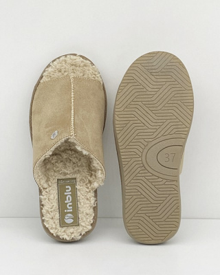 Pantofle domowe na szeroką stopę laczki Inblu 155D160 beżowe, duża tęgość K