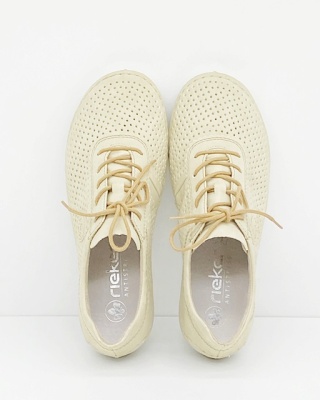 Wygodne buty Rieker 52546-60 beżowe, Lekkie, ażurowe, tęgość G mała