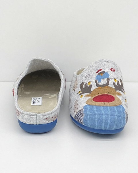 Papcie damskie Comfooty D17 SER,231-263 szare + renifer, tęgość K