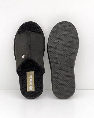 Kapcie damskie na szeroką stopę laczki Inblu 155D161 czarne, tęgość K - duża