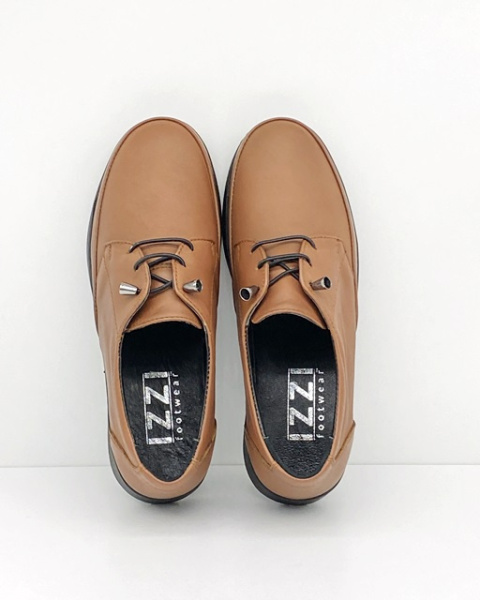 Półbuty damskie skórzane Izzi 0252-7503 brązowe, tęgość G-H