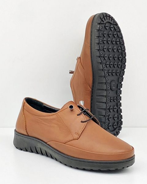 Półbuty damskie skórzane Izzi 0252-7503 brązowe, tęgość G-H