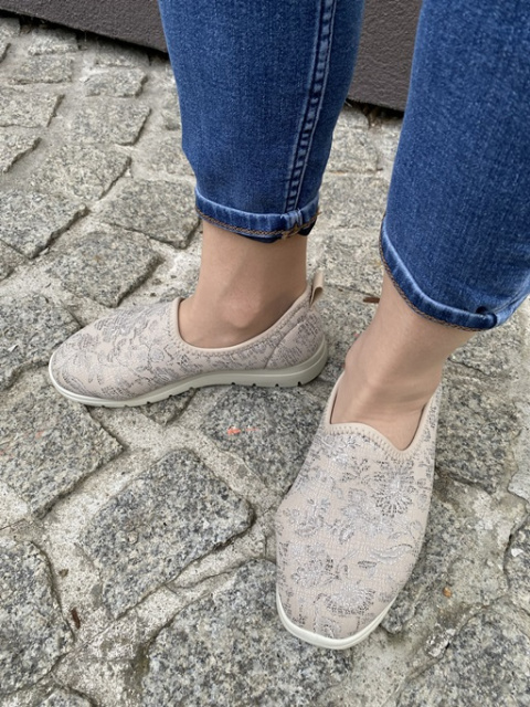 Sanital Flex SC111.13 beżowo-srebrne półbuty ze streczu, tęgość K