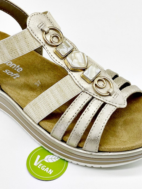 Sandały damskie na koturnie Remonte D1J60-91 złote, buty tęgość G