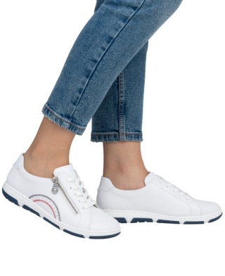 Rieker 42424-80 białe Sportowe buty damskie, szerokie a'la bar foot, średnia tęgość H