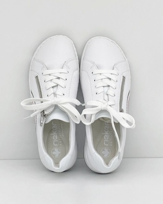 Buty damskie Rieker sportowe 42424-80 białe, szerokie a'la bar foot, średnia tęgość H