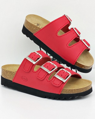 Wygodne klapki lecznicze Scholl Rio F26454 1051 czerwone, zakres tęgości E-F-G