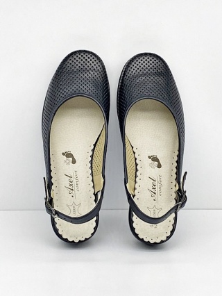 Axel 2493 czarne letnie czółenka damskie, tęgość G 1/2