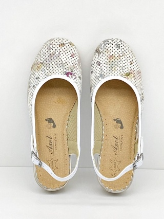 Axel 2493 stokrotka + biały, eleganckie obuwie damskie zakryte palce, tęgość G 1/2