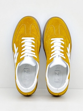 Buty Izzi 811 musztardowe, skórzane damskie adidasy, tęgość F-G