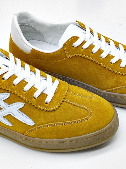 Buty Izzi 811 musztardowe, skórzane damskie adidasy, tęgość F-G