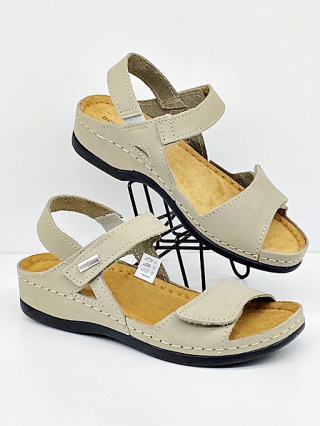 BEFADO 158D289 szare damskie sandały skórzane, zakres tęgościowy F-G-H