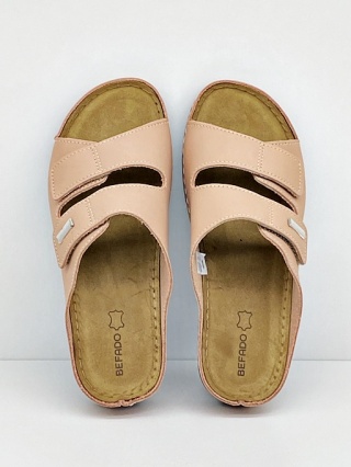 BEFADO klapki damskie skórzane 158D281 różowe, regulowana tęgość F-G