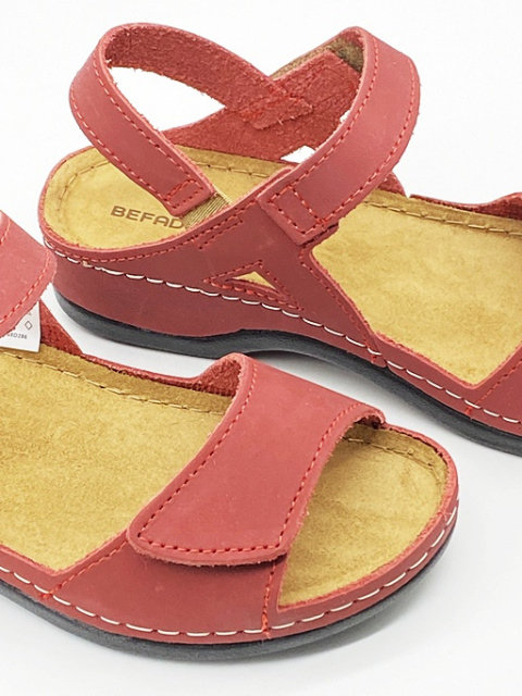 BEFADO skórzane damskie sandały 158D286 bordowe, zakres tęgościowy F-G-H