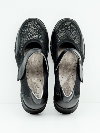 Baleriny Axel 1947 czarne ze wzorem (haluksy i palce młotkowate) tęgość H-J