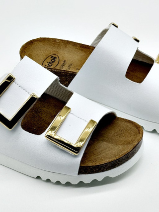 Bardzo wygodne klapki Scholl Monterey 2 Straps AD F30584 1065 białe, tęgość E-F-G