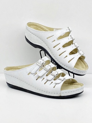 Berkemann Hassel 00737-120 białe klapki damskie, tęgość F-G-H