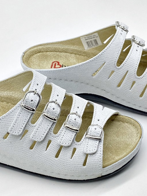 Berkemann Hassel 00737-120 białe klapki damskie, tęgość F-G-H