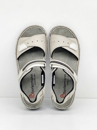 Berkemann Leni 03102-980 szare sandały damskie, nubuk, szerokie, tęgości G-H-J